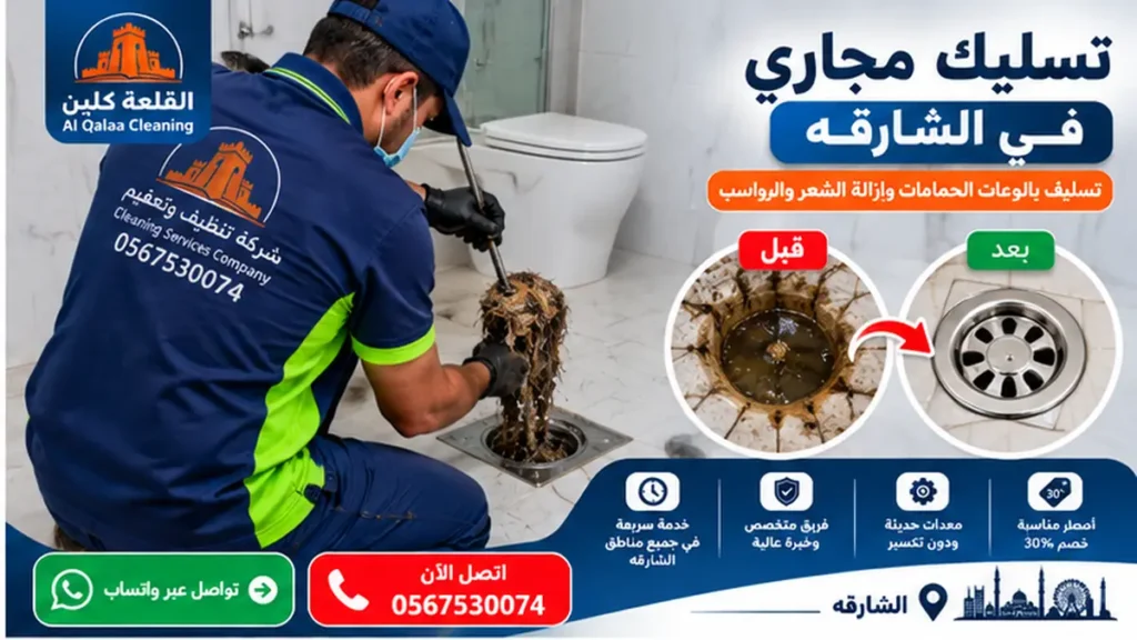 تسليك بالوعات الحمامات في الشارقه وإزالة الشعر والرواسب